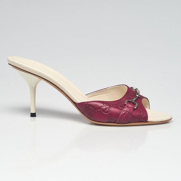 GUCCI Women's Purple Guccissima Leather Open-Toe Horsebit Mules Size 38C - Picture 4 of 14